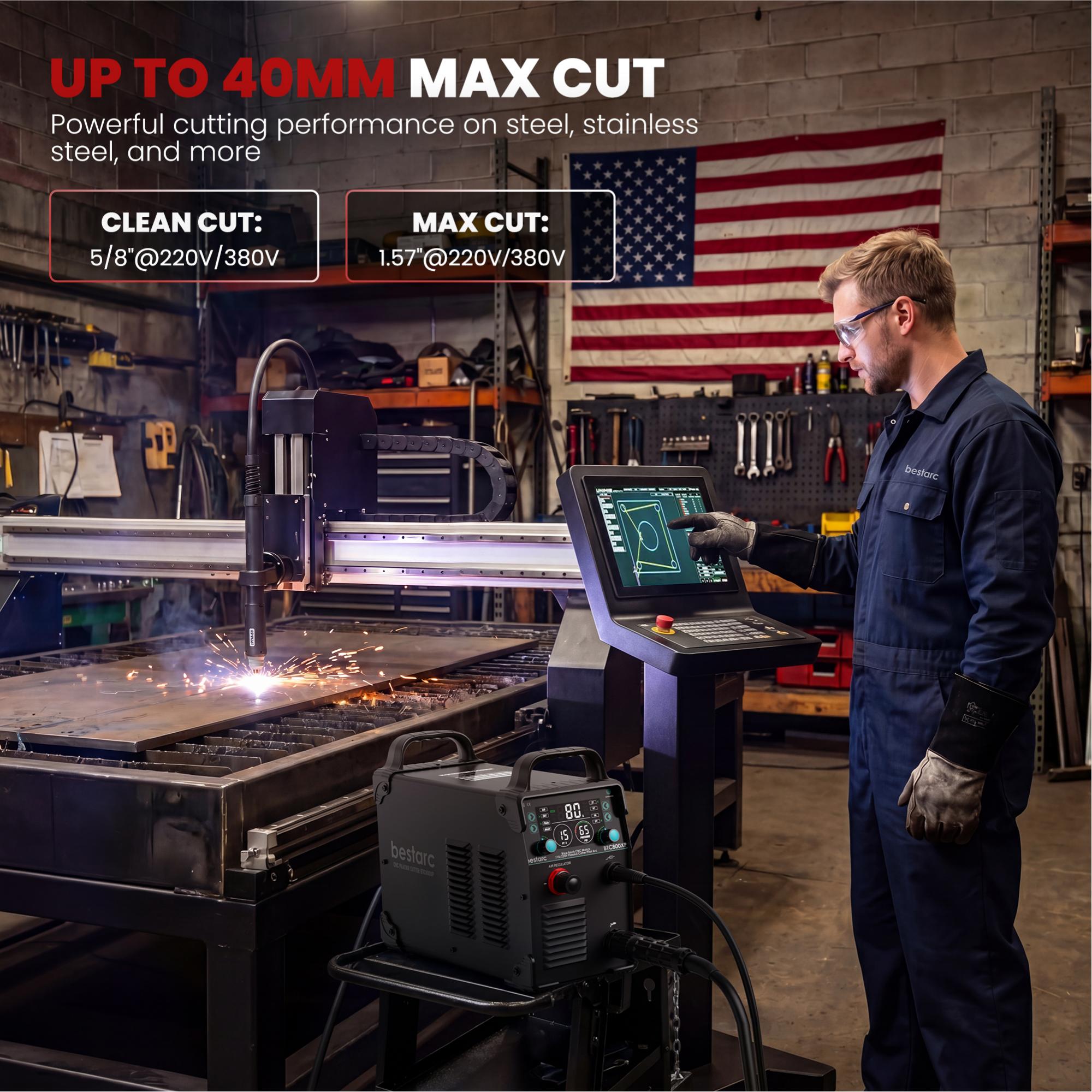 110V/220V Dual Voltage Non-HF CNC Plasma Cutter, 80A Blow Back