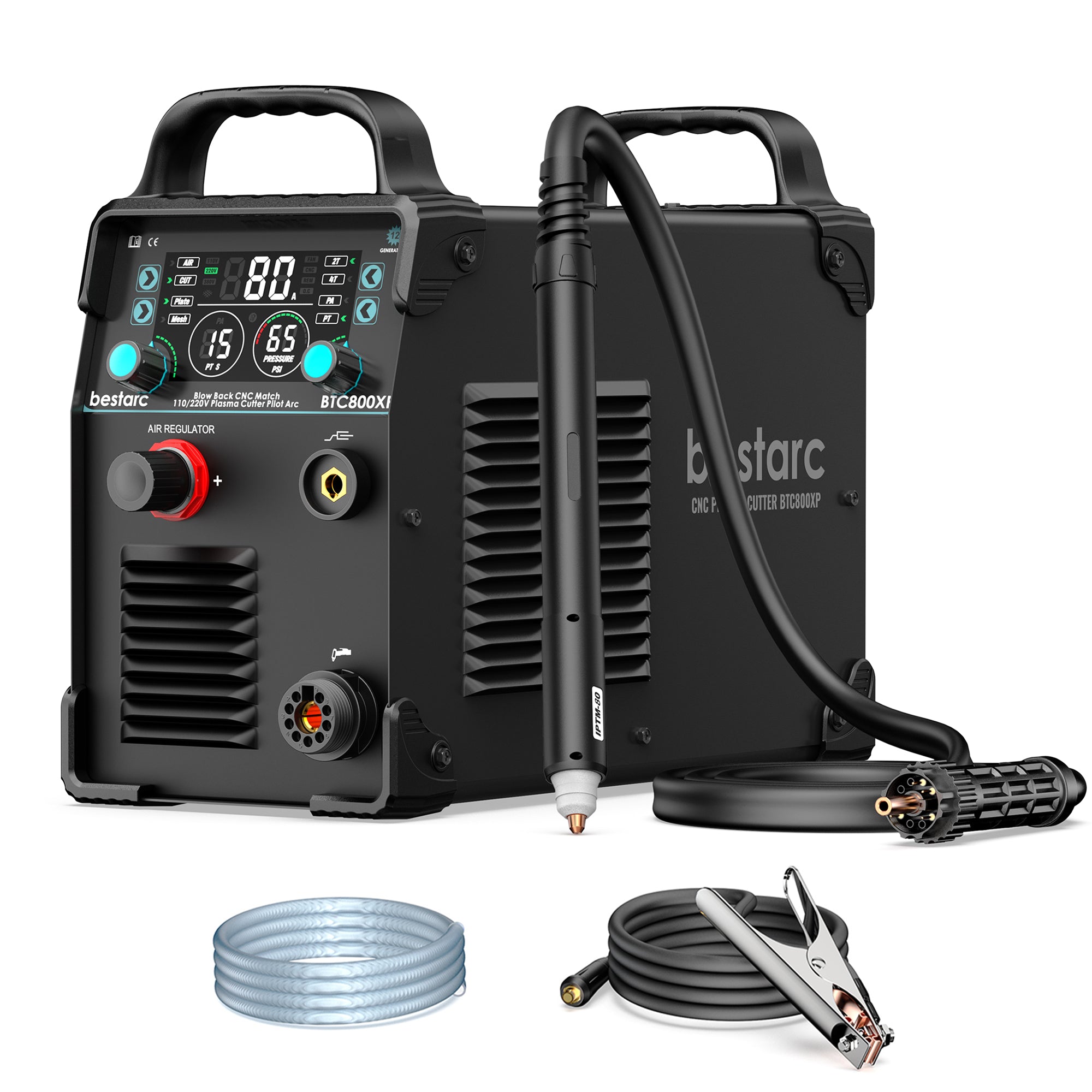 110V/220V Dual Voltage Non-HF CNC Plasma Cutter, 80A Blow Back