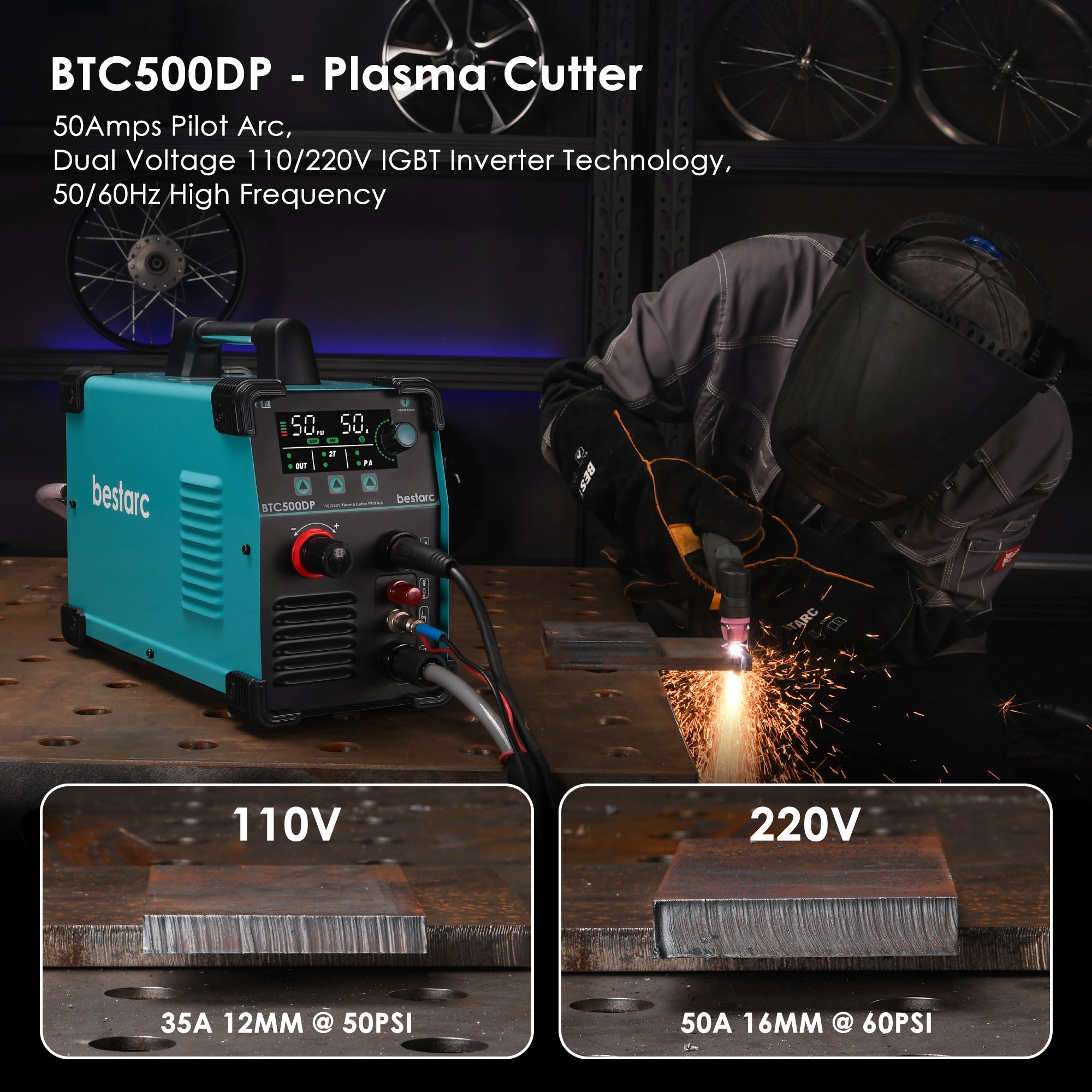 Plasma Cutter, Pilot Arc BTC500DP 7th Generation 50Amps Dual Voltage