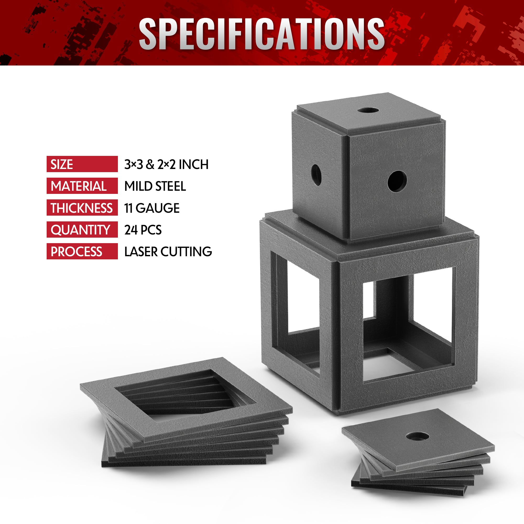 Welding Coupons, 24Pcs 3×3" & 2×2" Mild Steel