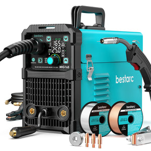 Soldador MIG bestarc 165A, soldador MIG con núcleo fundente con gas/sin gas/elevador TIG/soldador con varilla 3 en 1 