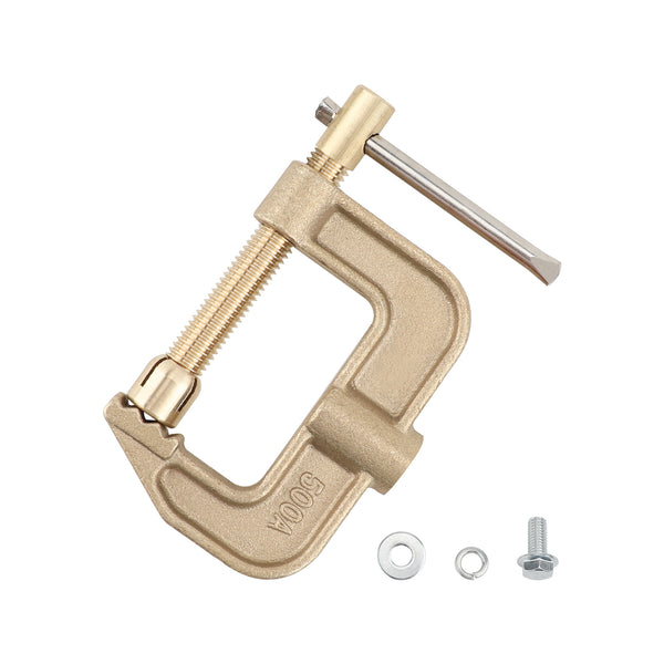Welding Ground Clamp 500A G Shape Brass Ground Earth Clamp for Tig Mig MMA Welder, Clamping Range up to 43mm