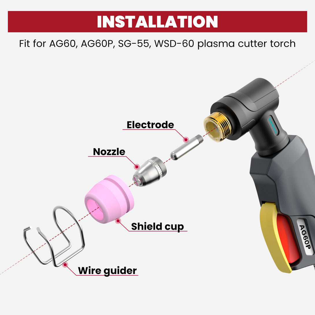SG-55 AG-60 Plasma Tips Nozzle 0.9 40A Fit CUT-50/60 LGK-50/60 Plasma Torch 10PK - Foto 7
