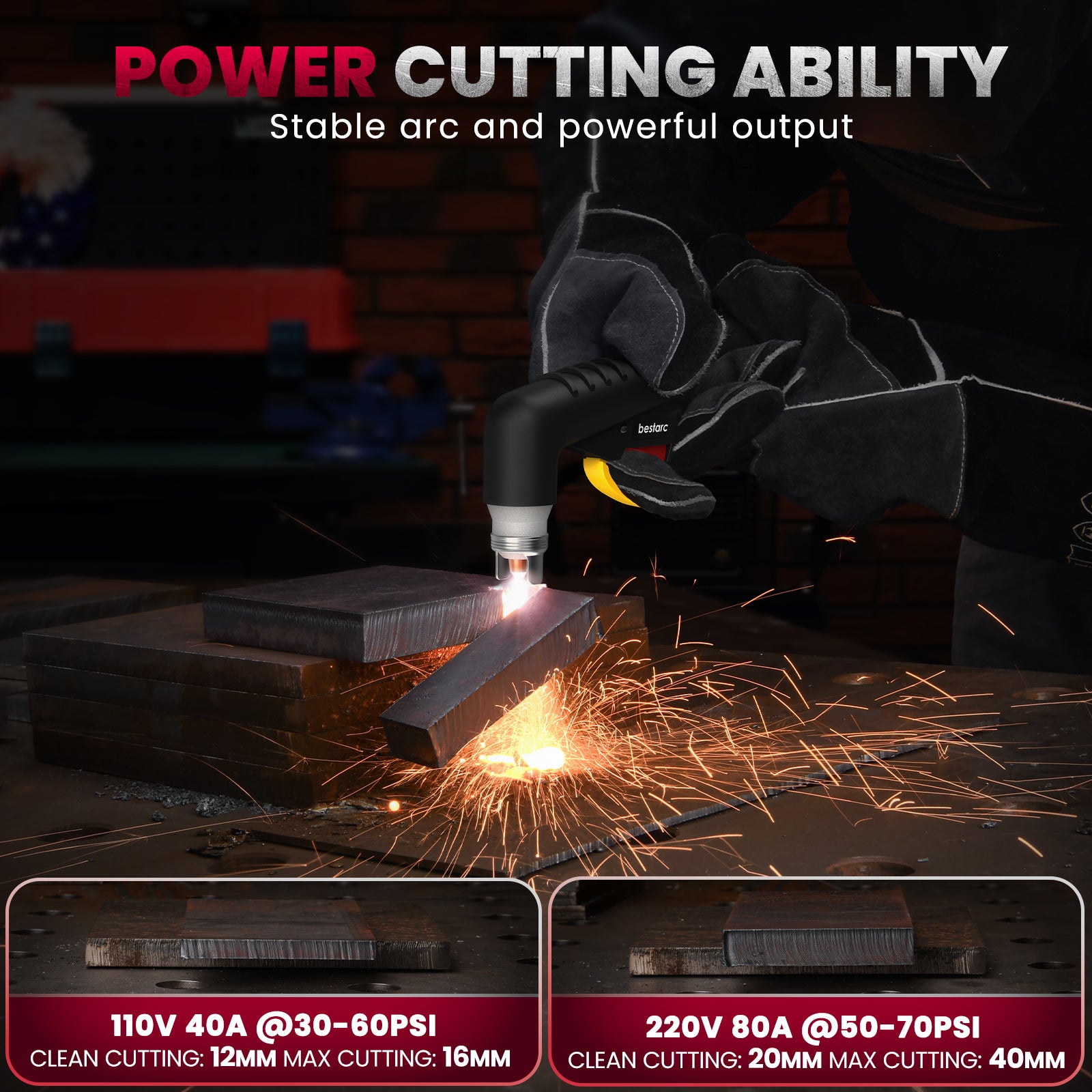 110V/220V Dual Voltage Non-HF CNC Plasma Cutter, 80A Blow Back