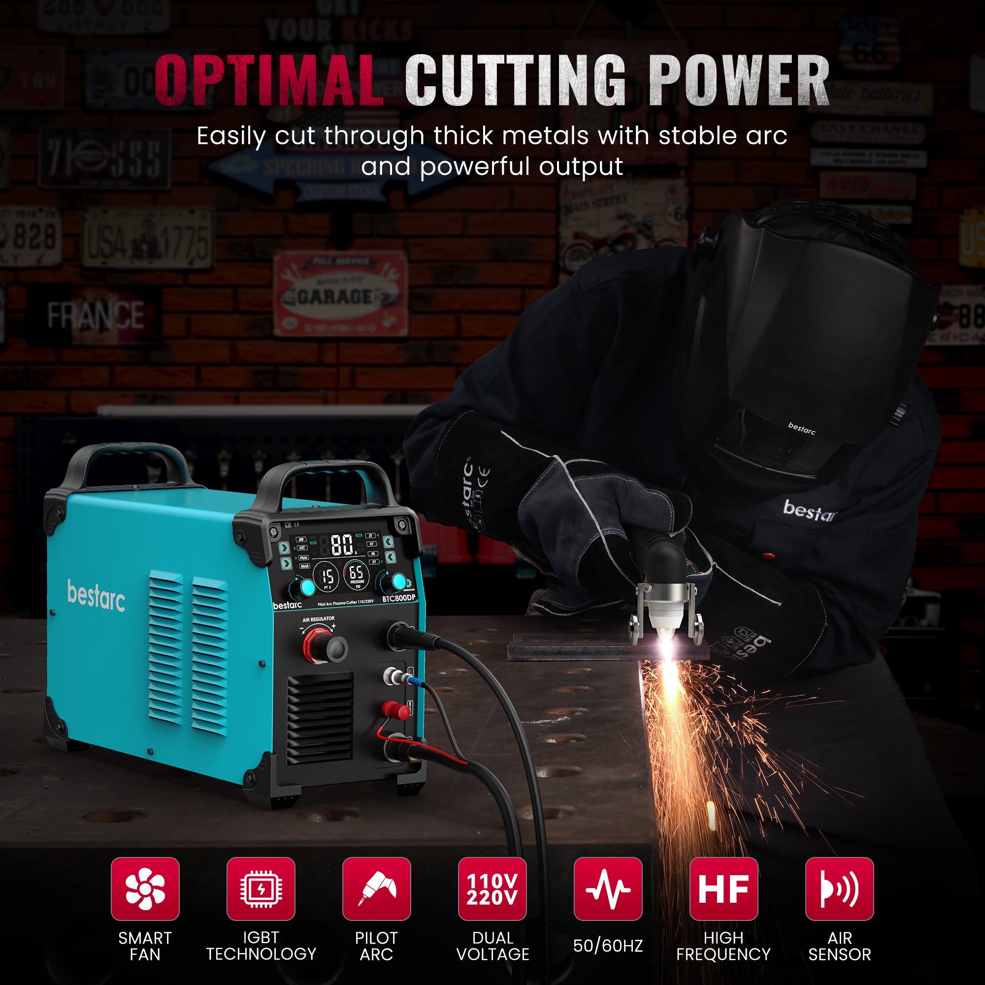 bestarc BTC800DP 9GEN Plasma Cutter with Max 1” Cutting