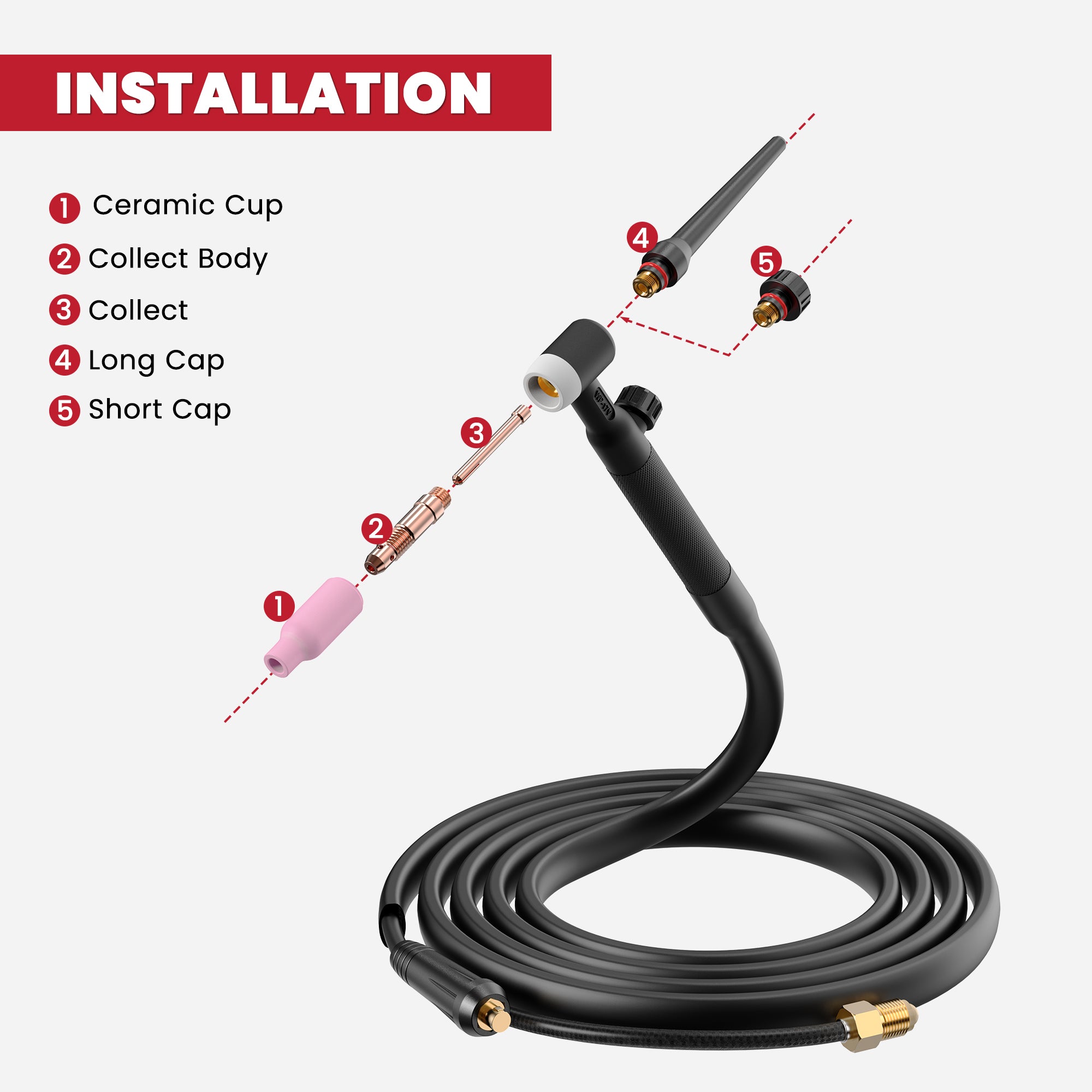 13FT 150Amp WP-17FV Argon Air Cooled Lift TIG Torch for MIG145