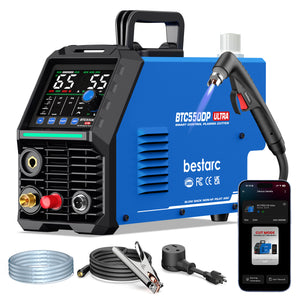 55A Plasma Cutter, APP Control, Dual Voltage 110V/220V, Blow Back Non-HF Pilot Arc, Plasma Gouging, Rust Removal, Grid Cut