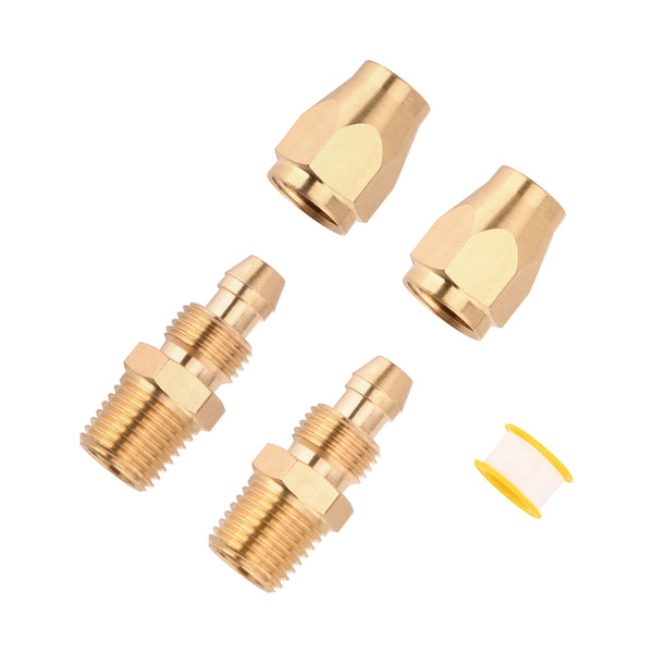 Air Hose Repair Kit, 2 Pack 1/4-Inch Reusable Solid Brass Hose-End Repair Fitting (1/4 Inch 2 Pcs)