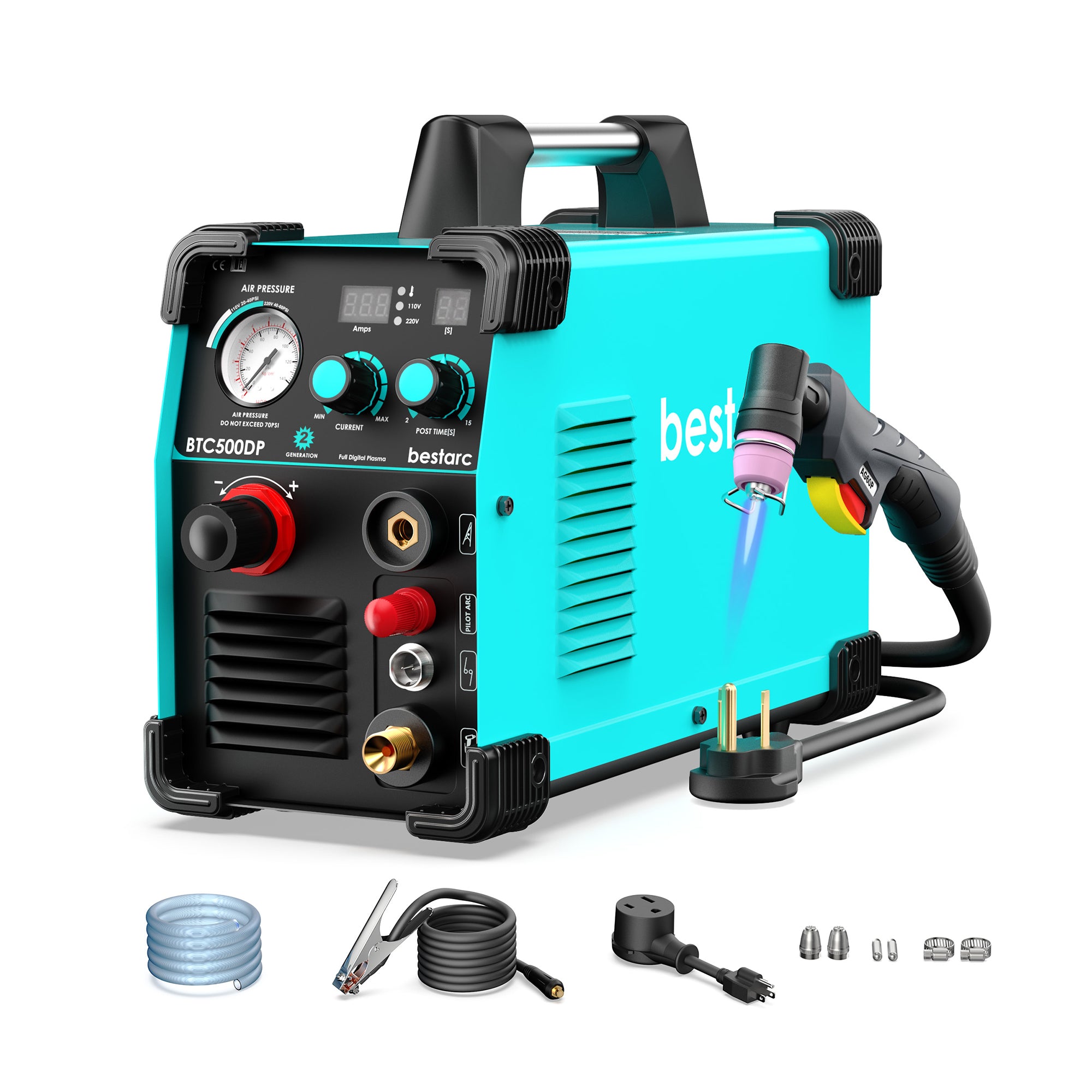 50Amps Pilot Arc Plasma Cutter, 110/220V Dual Voltage, BTC500DP 2GEN