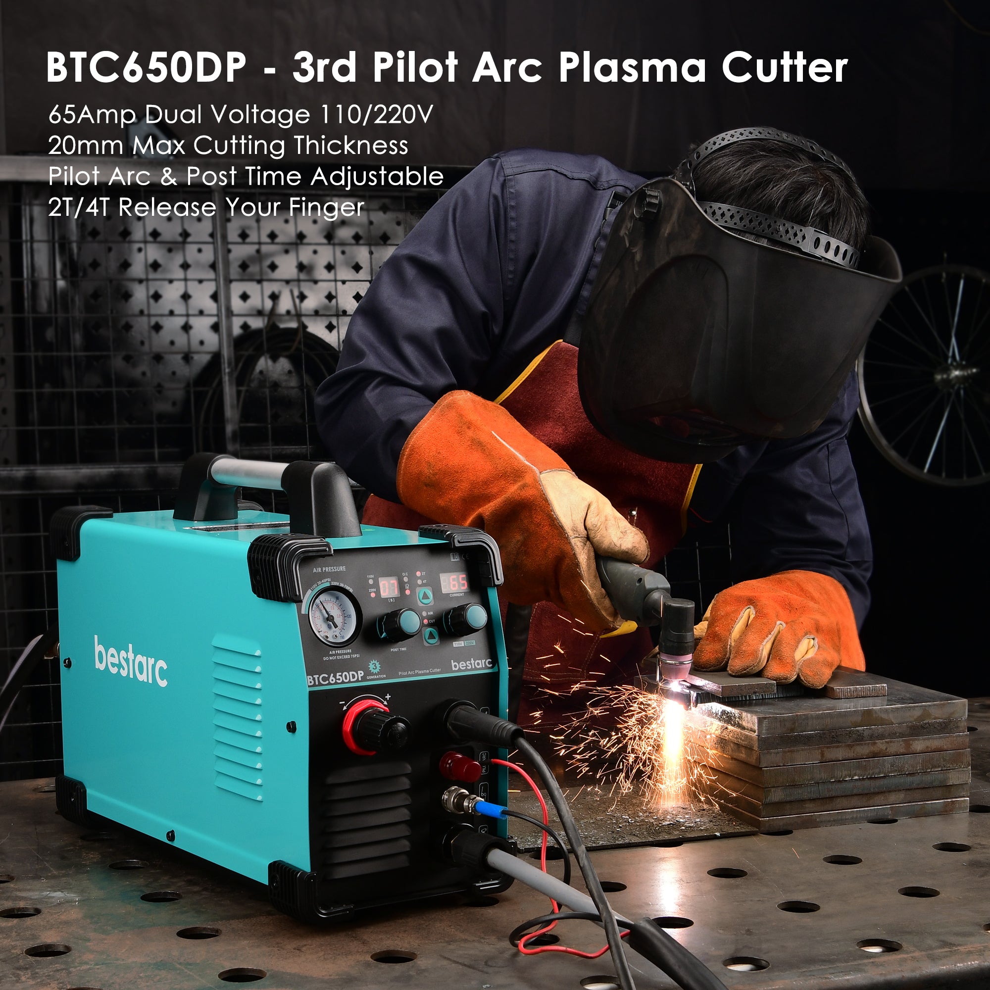 Plasma Cutter, Pilot Arc BTC650DP 3rd Generation 65Amps Dual Voltage