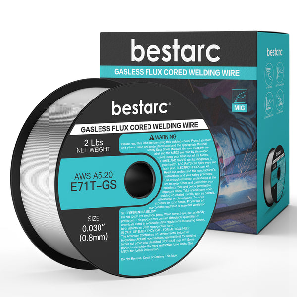 bestarc Flux Core Welding Wire, 0.030” E71T-GS Gasless MIG Wire, Mild Steel MIG Welding Wire with Low Splatter, 2-Pound Spool